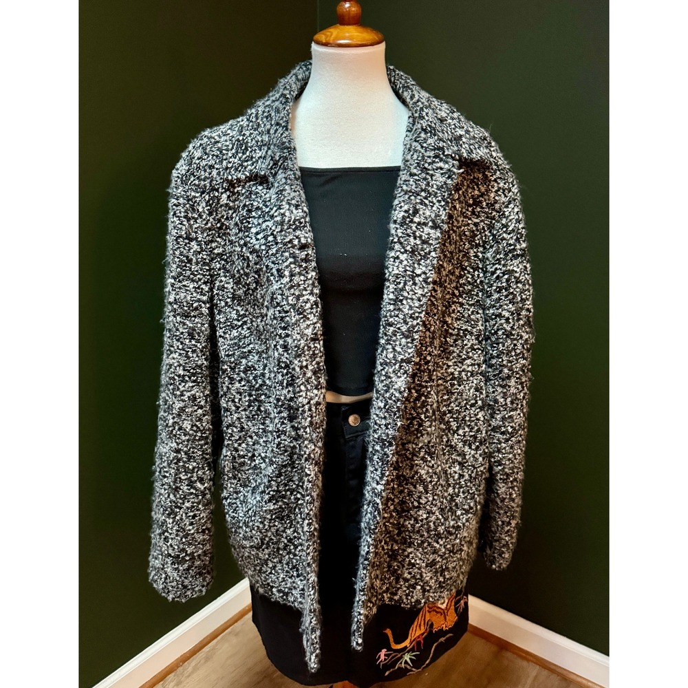 Sag Harbor Woman Black & White Textured Knit Jacket Women's 20W